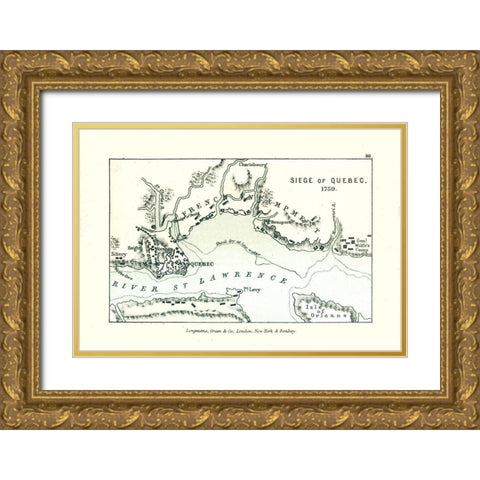 Siege of Quebec in 1759 Canada - Gardiner 1902 Gold Ornate Wood Framed Art Print with Double Matting by Gardiner