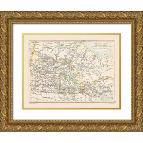 Manitoba Canada - Bartholomew 1892 Gold Ornate Wood Framed Art Print with Double Matting by Bartholomew