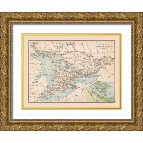 Ontario Canada - Bartholomew 1892 Gold Ornate Wood Framed Art Print with Double Matting by Bartholomew