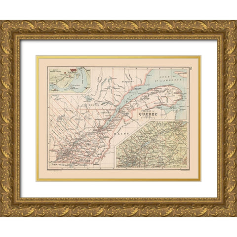 Quebec Canada - Bartholomew 1892 Gold Ornate Wood Framed Art Print with Double Matting by Bartholomew