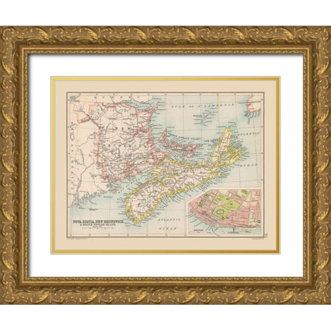 Nova Scotia New Brunswick Canada - Bartholomew Gold Ornate Wood Framed Art Print with Double Matting by Bartholomew