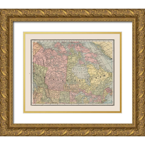 Dominion of Canada - Cram 1888 Gold Ornate Wood Framed Art Print with Double Matting by Cram