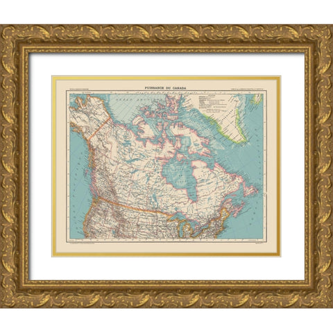 Canada - Schrader 1908 Gold Ornate Wood Framed Art Print with Double Matting by Schrader