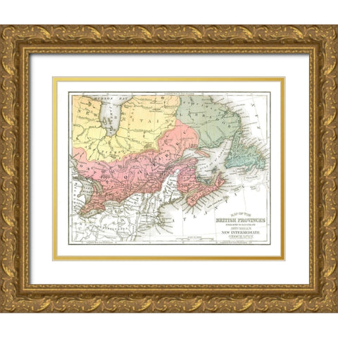 British Provinces Canada - Mitchell 1869 Gold Ornate Wood Framed Art Print with Double Matting by Mitchell