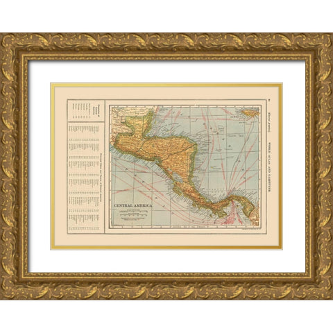 Guatemala Honduras Nicaragua Costa Rica Panama Gold Ornate Wood Framed Art Print with Double Matting by Reynold