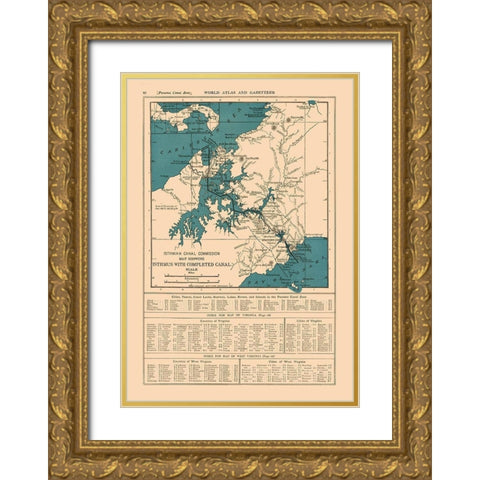 Central America Panama Canal - Reynold 1921 Gold Ornate Wood Framed Art Print with Double Matting by Reynold