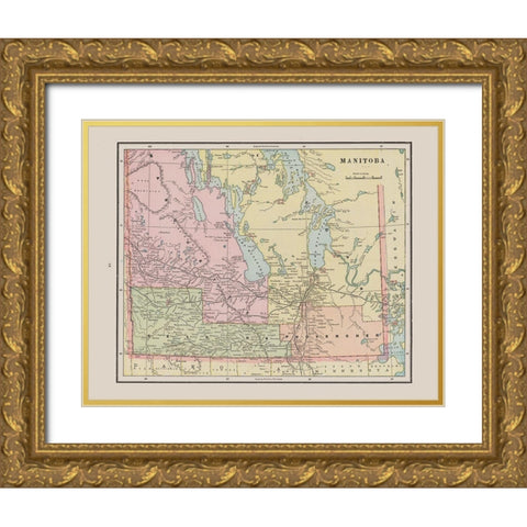 Manitoba Canada - Cram 1892 Gold Ornate Wood Framed Art Print with Double Matting by Cram