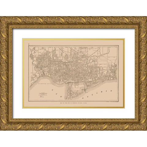 Toronto Canada - Reynold 1921 Gold Ornate Wood Framed Art Print with Double Matting by Reynold