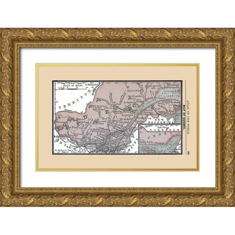 Quebec Canada - Alden 1886 Gold Ornate Wood Framed Art Print with Double Matting by Alden