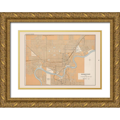 Edmonton Canada - Chalifour 1915 Gold Ornate Wood Framed Art Print with Double Matting by Chalifour