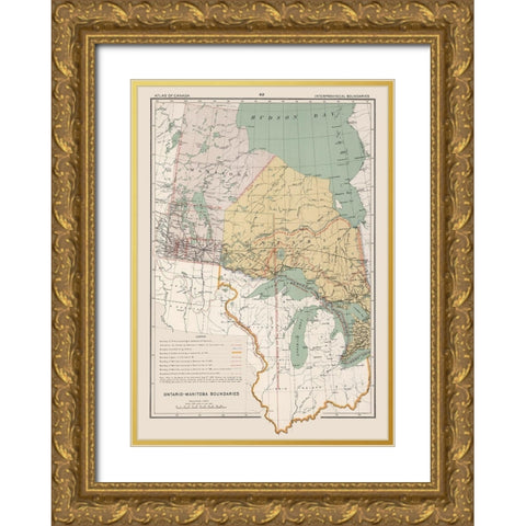 Ontario Manitoba Boundaries Canada - Chalifour Gold Ornate Wood Framed Art Print with Double Matting by Chalifour