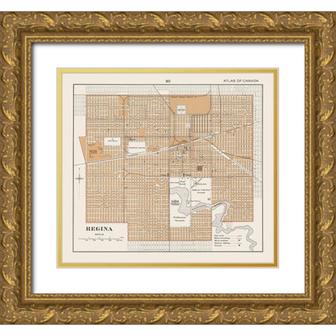 Regina Canada - Chalifour 1915 Gold Ornate Wood Framed Art Print with Double Matting by Chalifour