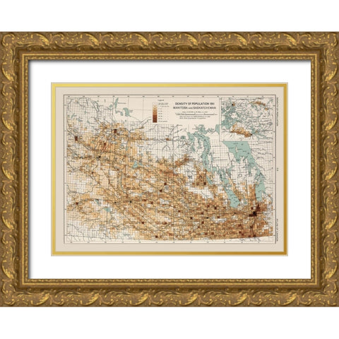 Saskatchewan Manitoba Canada 1911 - Chalifour 1915 Gold Ornate Wood Framed Art Print with Double Matting by Chalifour