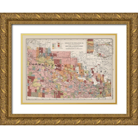 Saskatchewan Manitoba Canada 1911 - Chalifour 1915 Gold Ornate Wood Framed Art Print with Double Matting by Chalifour