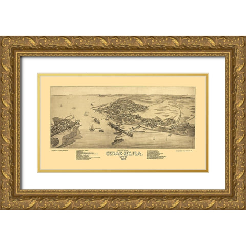 Cedar Key Florida - Beck 1885 Gold Ornate Wood Framed Art Print with Double Matting by Beck