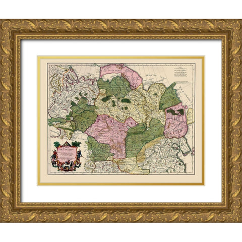 Asia China Russia - De Lisle 1706 Gold Ornate Wood Framed Art Print with Double Matting by De L''isle