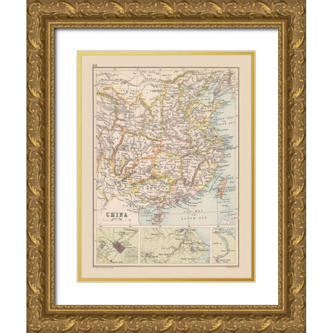 China - Bartholomew 1892 Gold Ornate Wood Framed Art Print with Double Matting by Bartholomew