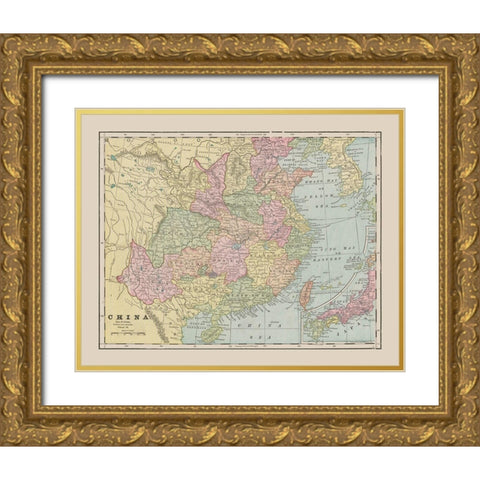 China - Cram 1892 Gold Ornate Wood Framed Art Print with Double Matting by Cram