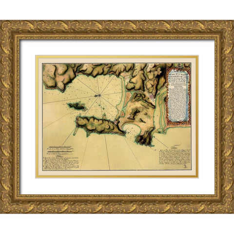 Concepcion Bay Chile South America - Juan 1782 Gold Ornate Wood Framed Art Print with Double Matting by Juan