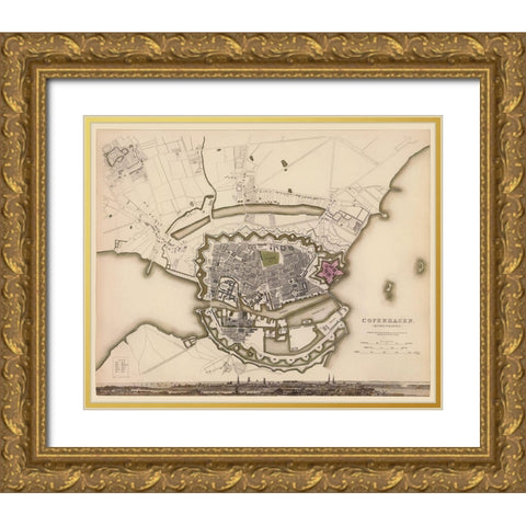 Scandinavia Copenhagen Denmark - Chapman 1856 Gold Ornate Wood Framed Art Print with Double Matting by Chapman