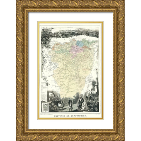 Mediterranean Constantine Department Algeria Gold Ornate Wood Framed Art Print with Double Matting by Migeon