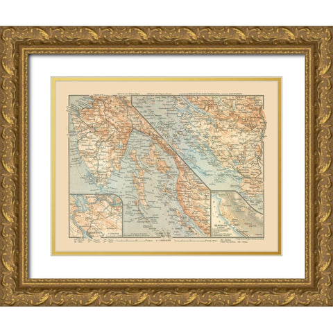 Sibenik Croatia Europe - Baedeker 1910 Gold Ornate Wood Framed Art Print with Double Matting by Baedeker