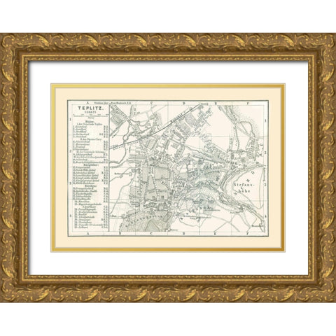 Teplice Czech Republic Europe - Baedeker 1896 Gold Ornate Wood Framed Art Print with Double Matting by Baedeker