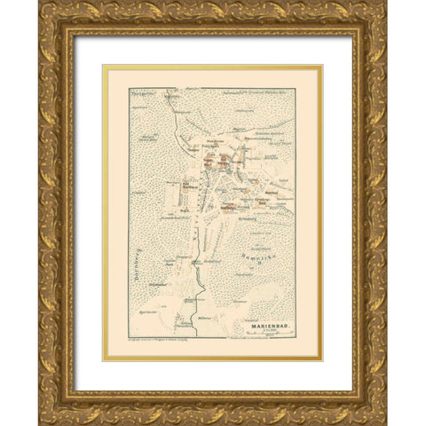 Marianske Lazne Czech Republic Europe Gold Ornate Wood Framed Art Print with Double Matting by Baedeker