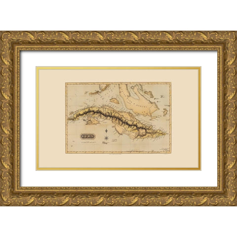 Caribbean Cuba - Lucas 1823 Gold Ornate Wood Framed Art Print with Double Matting by Lucas