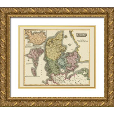 Scandinavia Denmark - Thomson 1817 Gold Ornate Wood Framed Art Print with Double Matting by Thomson