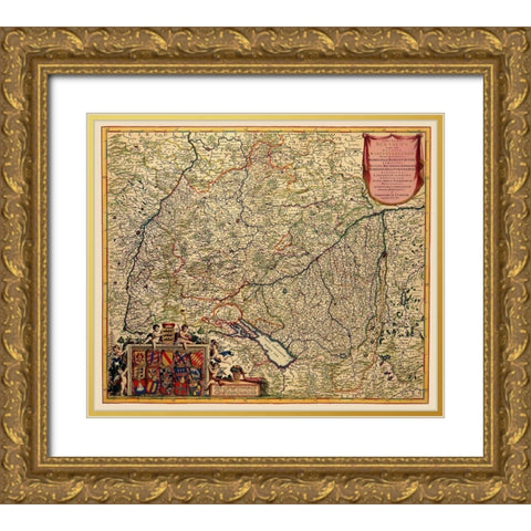 Grand Duchy of Baden Germany - De Wit 1688 Gold Ornate Wood Framed Art Print with Double Matting by De Wit