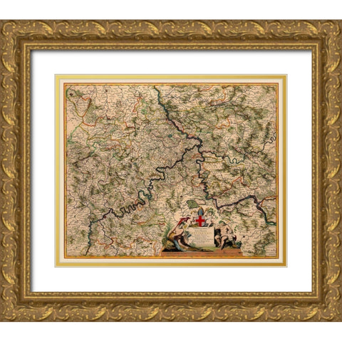 Trier Germany - De Wit 1688 Gold Ornate Wood Framed Art Print with Double Matting by De Wit