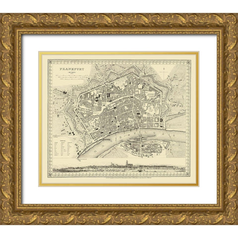 Frankfurt Germany - Meyer 1845 Gold Ornate Wood Framed Art Print with Double Matting by Meyer