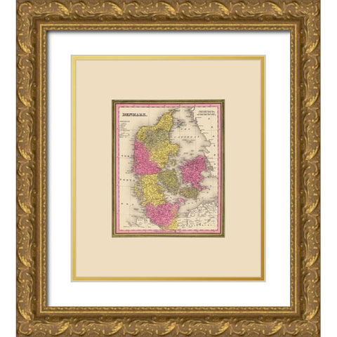 Scandinavia Denmark - Mitchell 1846 Gold Ornate Wood Framed Art Print with Double Matting by Mitchell