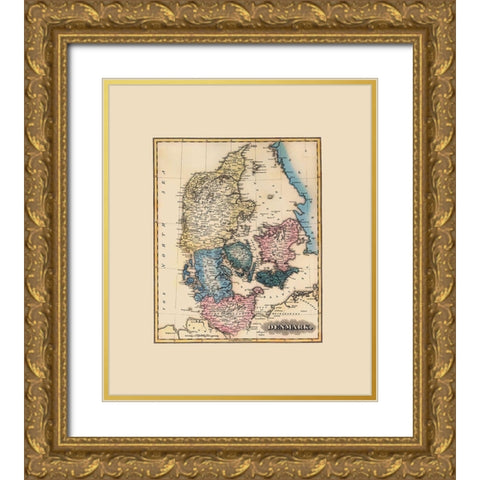 Scandinavia Denmark - Lucas 1823 Gold Ornate Wood Framed Art Print with Double Matting by Lucas