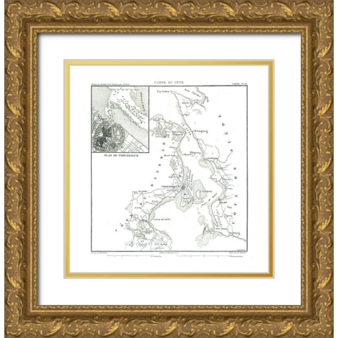 Copenhagen Denmark - Thiers 1866 Gold Ornate Wood Framed Art Print with Double Matting by Thiers