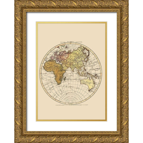 Eastern Hemisphere - Faden 1786 Gold Ornate Wood Framed Art Print with Double Matting by Faden
