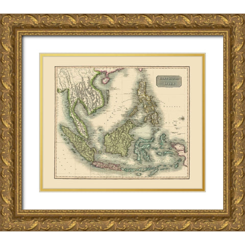East India Isles Philippines Asia - Thomson 1814 Gold Ornate Wood Framed Art Print with Double Matting by Thomson