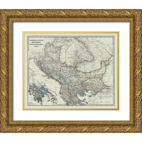 Dacia Moesia Thracia North Macedonia - Spruner Gold Ornate Wood Framed Art Print with Double Matting by Spruner