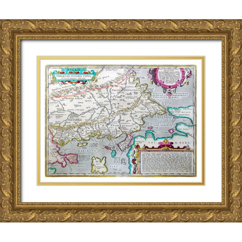 Thrace Greece Eastern Europe - Ortelius 1570 Gold Ornate Wood Framed Art Print with Double Matting by Ortelius