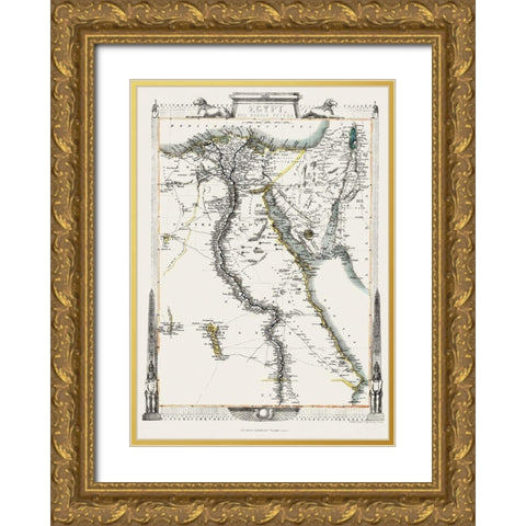 Middle East Egypt Arabia Petraea - Tallis 1851 Gold Ornate Wood Framed Art Print with Double Matting by Tallis