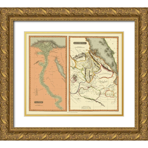 Middle East Egypt Abyssinia - Thomson 1817 Gold Ornate Wood Framed Art Print with Double Matting by Thomson