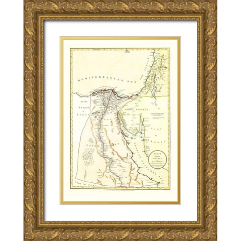 Middle East Egypt Arabia Palestine - Laurie 1801 Gold Ornate Wood Framed Art Print with Double Matting by Laurie