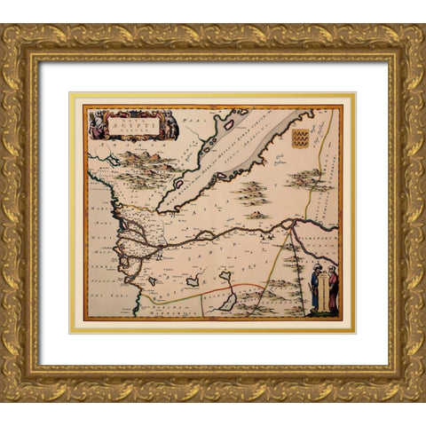Middle East Egypt - Blaeu 1662 Gold Ornate Wood Framed Art Print with Double Matting by Blaeu