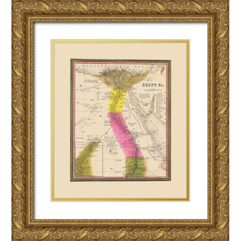 Middle East Egypt - Mitchell 1846 Gold Ornate Wood Framed Art Print with Double Matting by Mitchell