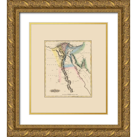 Middle East Egypt - Lucas 1823 Gold Ornate Wood Framed Art Print with Double Matting by Lucas