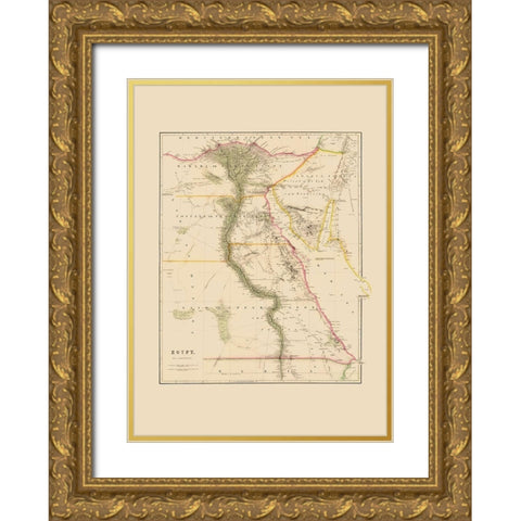 Middle East Egypt - Arrowsmith 1844 Gold Ornate Wood Framed Art Print with Double Matting by Arrowsmith