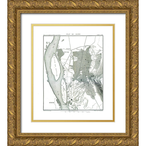 Africa Cairo Egypt - Thiers 1866 Gold Ornate Wood Framed Art Print with Double Matting by Thiers