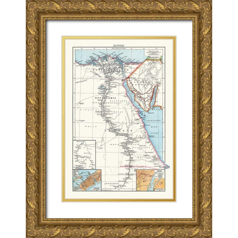 Africa Egypt - Droysen 1886 Gold Ornate Wood Framed Art Print with Double Matting by Droysen