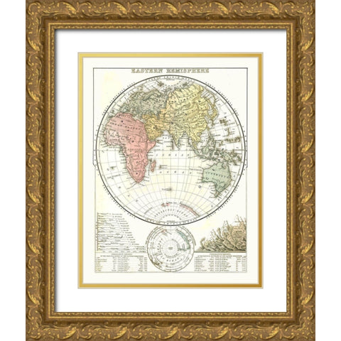 Eastern Hemisphere - Mitchell 1869 Gold Ornate Wood Framed Art Print with Double Matting by Mitchell